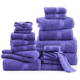 LANE LINEN Bath Towels for Bathroom, 24 Piece Towel Set - 100% Cotton Quick Dry Bath Towels, 2 Cotton Bath Sheets, 6 Bathroom Hand Towel, 8 Wash Cloths for Showering, 4 Fingertip Towels - Blue Irish
