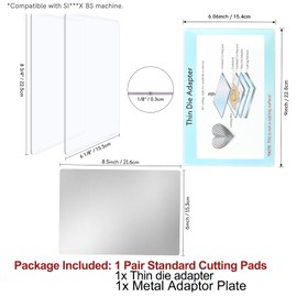 4 Pcs/Set 2 Standard Cutting Pads and 1 Thin Die Adapter 1 Stainless Metal Shim for Die Cutting Machine for Die Cutting Machine Clear Polycarbonate Cutting Pads Die Cutting Plates Embossing Crafting