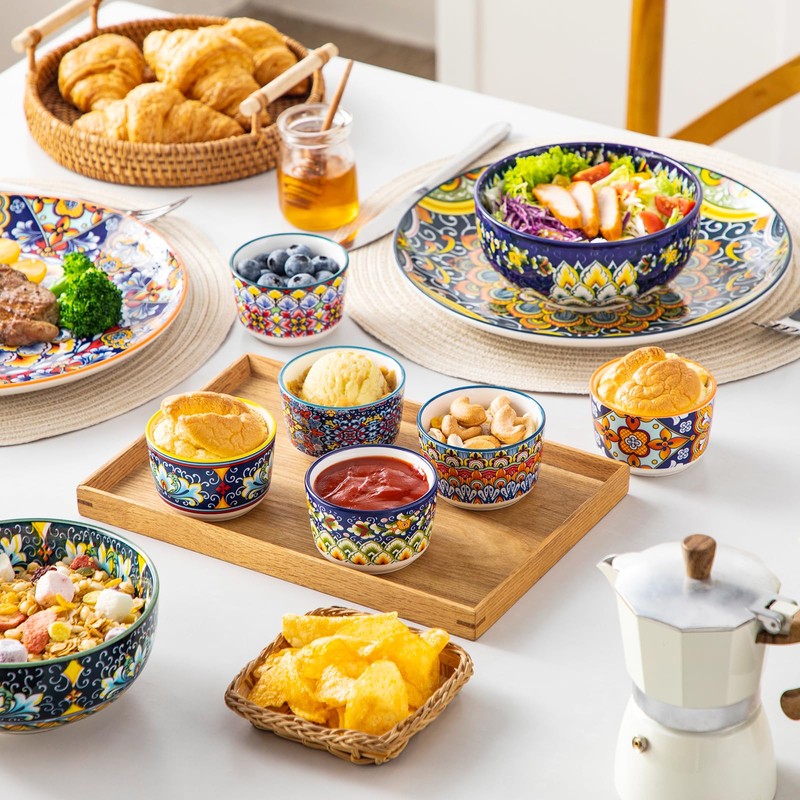 vancasso 4 Oz Ramekins Oven Safe Set of 6, Bohemian