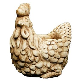 Classic Home and Garden Cement Buddies Indoor Outdoor Rooster Chicken Planter, Tan, 5in