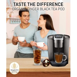 Organic Ginger Tea Pods for Keurig with Unsweet Black Tea for K Cup Brewing - Ginger Black Tea by Teavity (36 Tea Pods)