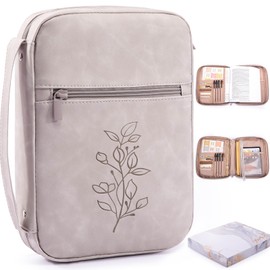 Large PU Leather Bible Cover for Men, Women Packed In Gift Box - Bible Carrying Case Debossed Bible Case - Bible Carrier - Bible Bag with Pocket for Bible Study Suppliers, Bible Gift for Book Lovers