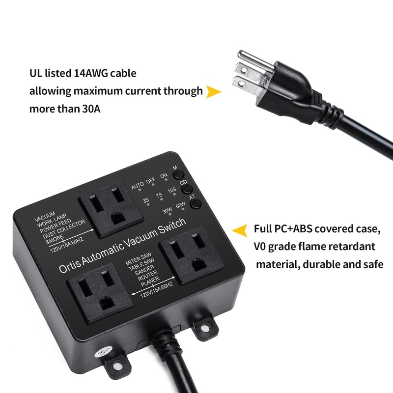 Automatic Vacuum Switch with Extra Outlet for Using More Power