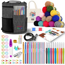 MOMOTOYS Crochet Kit for Beginners, Crochet Hook Set with Yarn Set,Crocheting Kit, 74PCS with Crochet Book and Bag, Crochet Kits for Beginners Adults, Crochet Accessories and Supplies