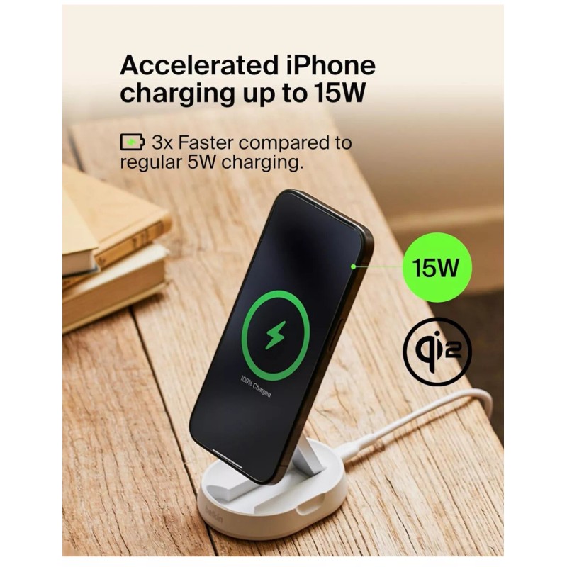Belkin BoostCharge Pro 15W Convertible Magnetic Charging Stand MagSafe Qi2