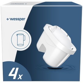 Wessper Water Filter Cartridges for Water Jug, Activated Carbon Filter with Silver Impregnated Replacement Filter for Laica Bi-Flux, Brita Maxtra, Dafi Ultimax - Pack of 4