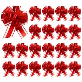 sourcing map 20pcs Red Pull Bows 6.3 Inches Wide Large Organza Ribbon Gift Bows for Gift Wrapping Gift Baskets Decor Wedding Parties Birthday Florist Package and Decoration