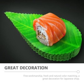 Kichvoe 200pcs Sushi Grass Divider Fake Green Leaves Japanese Food Sushi Decoration Sashimi Lunch Box Food Divider for Japanese Restaurant