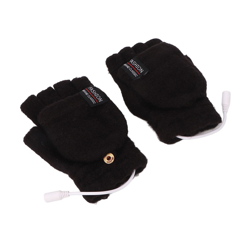 USB Heated Gloves Electric Half Hands Double Sided Heating Warm