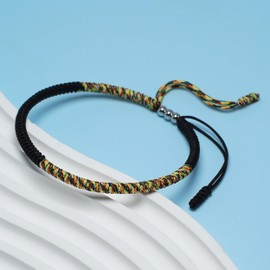 TUMYBEE Black and Multicolor String Bracelet, Rope Lucky and Protection Bracelet, Tibetan Braided Tie Thread Bracelet, Surfer Woven String For Men, Women (Black Multicolor)