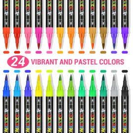 DYESMEE 24 Textile Pens Machine Washable - Textile Markers with Double Tip, Permanent Fabric Paint Pens for Canvas, T-Shirts, Jeans, Shoes, Hats, Crafts and Fabric Art Projects for Children