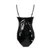 TZMAPU Women's Piece Halter Jumpsuit Faux patent Leather Leotard Bodysuit