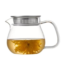 PRIME TEA - Tea Maker, 2-in-1 Teapot and Kettle with Stainless Steel Filter Lid for Loose Tea Tea – Stain-free Borosilicate Glass Teapot (16 Oz / 500 ml / 2 Cups)
