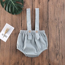 Mubineo Infant Baby Girl Boy Corduroy Overalls Unisex Suspender Overall Shorts Bloomers Clothes (Blue, 6-12 Months)