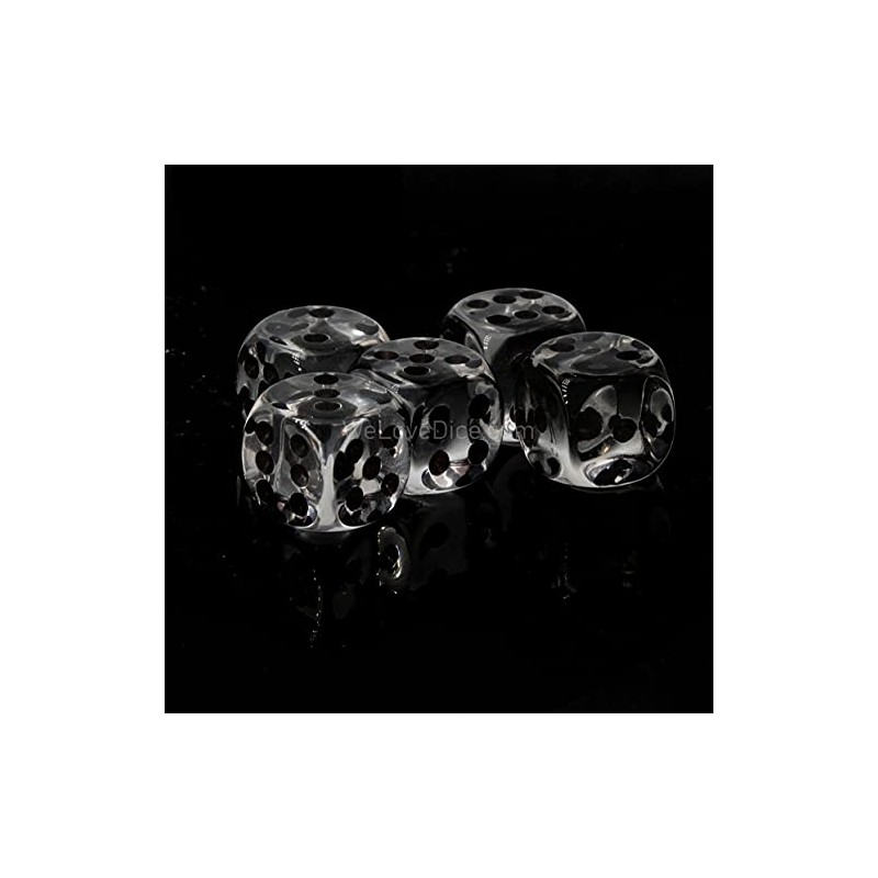 WeLoveBeads XL Dice (20 mm) in Transparent / Black Dots