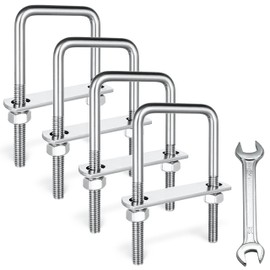 SRZTXU 2 Sets M8 Square U-Bolts,u-Bolts 2 inch Wide,304 Stainless Steel Square u-Bolts,with Nuts,Bolt Plate and washers (2, M8 x 50mm x 100mm)