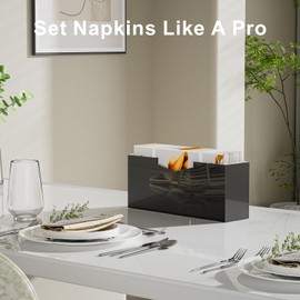 HELPLEX Black Acrylic Guest Towel & Napkin Holder - Waterproof Splash-Proof Vertical Design for Bathroom, Kitchen, Dining Table - Home Hotel Office Organizer (1-Pack)​