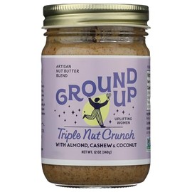 Ground Up Artisan Nut Butter Blend, Triple Nut Crunch Flavored with Almond, Cashew & Coconut, Creamy, Non GMO, 12 Ounces (Pack of 6)