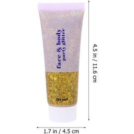 Gel de Brillo Corporal Dorado 50ml Lentejuelas Líquidas Rostro y Cuerpo, Uso en Maquillaje, Acabado Decorativo para Brazo y Cabello
