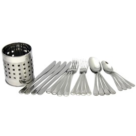 Chef Craft Heavy Duty Flatware Set with Holder, 20 Piece Set, Stainless Steel