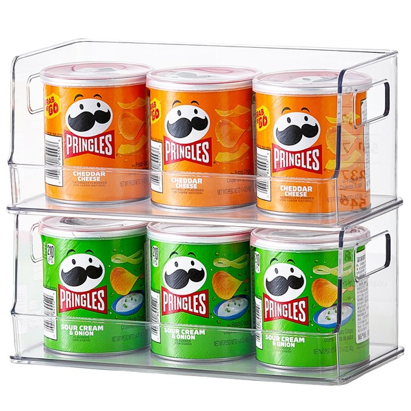 vacane 10" Wide Stackable Pantry Organizer Bins Open Front, Plastic