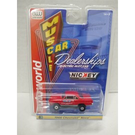 Auto World SC385-3B Muscle Car Dealerships 1966 Nova HO Scale Electric Slot Car - Red