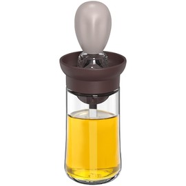 TINMIX Oil Dispenser with Brush - Glass Olive Oil Dispenser for Kitchen, 2 IN 1 Oil Dispenser Bottle with Silicone Basting Brush for Cooking Vinegar Sauce BBQ Grill Frying, T-OB21, Grey