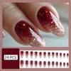 Christmas Press on Nails Medium Almond Fake Nails with Burgundy