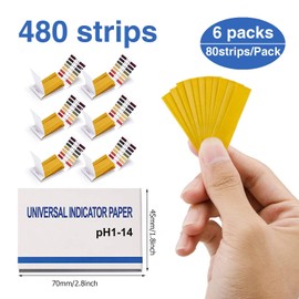 Nukogcd PH Test Strips Kit, 6 Pack 480 Strips Range 1-14, Universal Litmus Paper for Water, Wine, Soil Testing, 6 Test Pipette Droppers