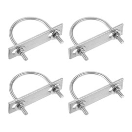 DTGN M6x51x71mm U Bolts Round Kit - 4Set - 304 Stainless Steel U-Bolt Kit with Nuts, Washers, Frame Plate - Good for DN40 Pipe, Trailer, Automotive, Leaf Spring Fastener