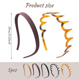 GWAWG 5 Pcs Plastic Headband with Teeth, Zig Zag Headband, Sunglasses Hair Band, Non-Slip Hair Accessories, Sharks Tooth Comb Hairband for Women Men Girls