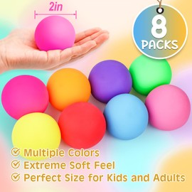 Slow Rising Stress Ball 8 Pack,Stress Balls for Kids Adults,Stretchy Squishy Fidget Toys for Stress Relief,Hand Therapy Soft Dough Balls,Sensory Squishy Ball for Classroom Prize, Goodie Bag Stuffers
