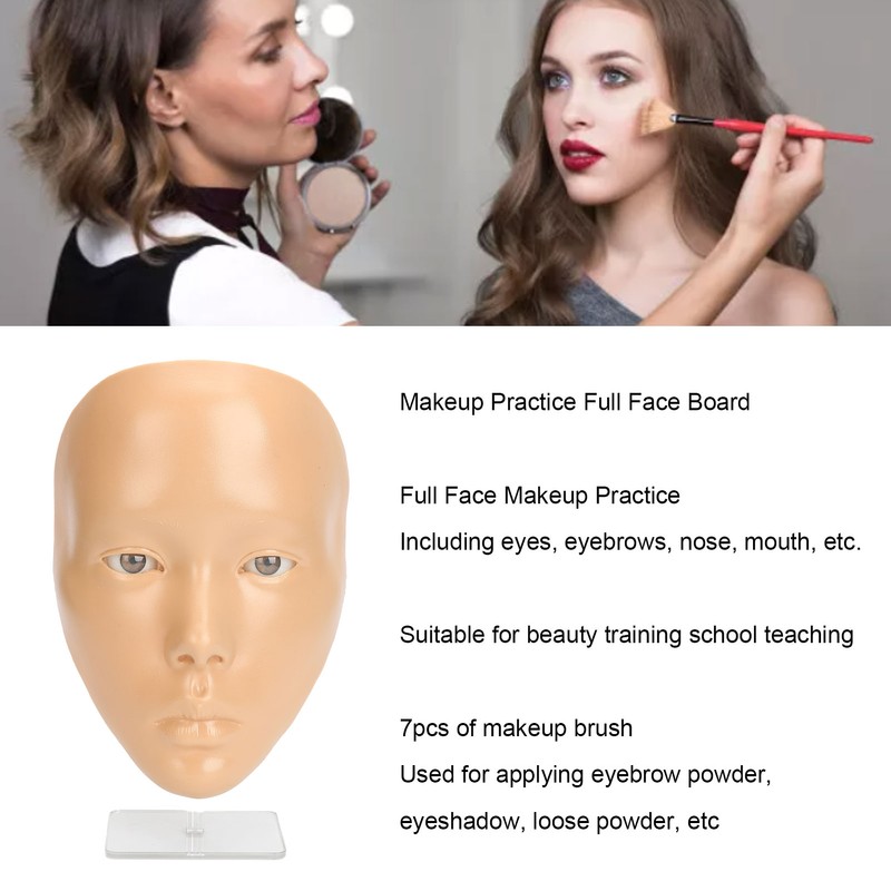 Silicone Makeup Practice Full Face Board with 20ml Cleansing Oil