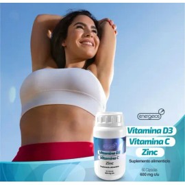 Multivitamínico Energeios D3zn Vitamina D3, C, Zinc Sin Sabor 60 suplemento en cápsulas 2 diaria