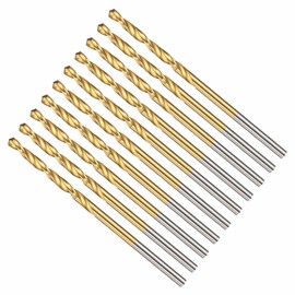 CoCud Drill Bit, 1/16" Cutting Diameter (1.588mm), 4241 HSS Jobber Bits TiN Coated 118° Cutting Angle Versatile - (Applications: for Drilling Plastic Wood Soft Thin Metal), 10-Pieces