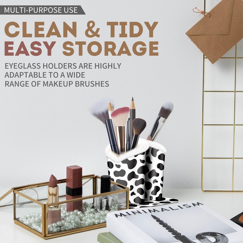 bvya Double Eyeglasses Holder Plush Lined Stand Glasses Protective Holder