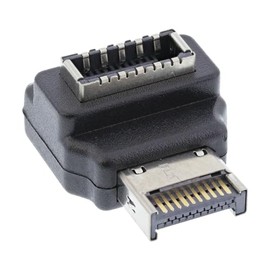 InLine® Internal USB 3.2 Adapter, Front Panel USB-E Male to USB-E Female 90°