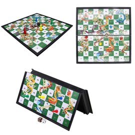 POFET Snakes and Ladders Magnetic Folding Board Game Set, Family Fun Game