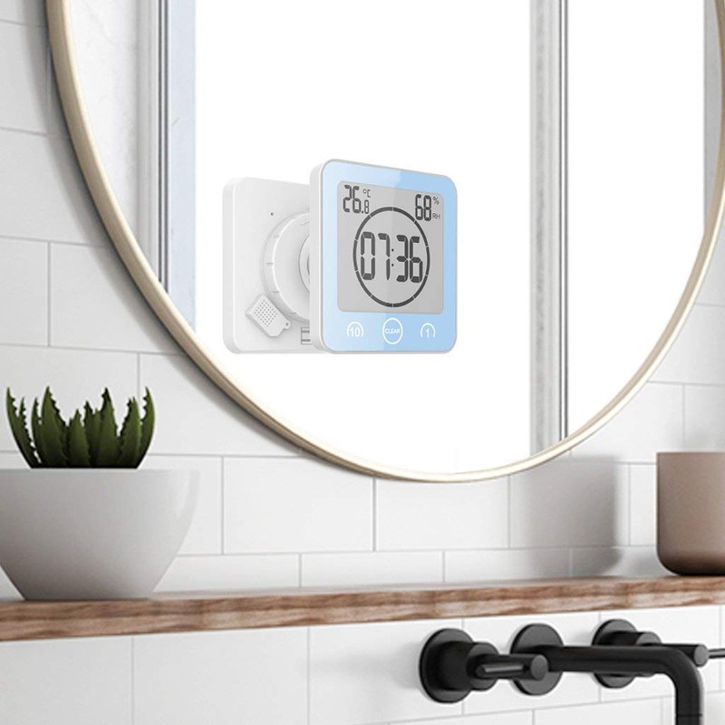 NOFIBAF Digital Bathroom Shower Wall Clock Timer with Alarm with