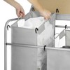 Whitmor 3 Section Rolling Laundry Sorter with Folding Station -