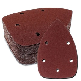 Cjueiom 50 Pcs 120 Grit Mouse Sander Sandpaper, 5 Hole Hook and Loop Sander Pads for 140mm Sanding Machine