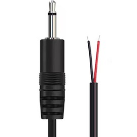 tunghey 10Inch Replacement 3.5mm Male Plug to Bare Wire Open End TS 2 Pole Mono 1/8" 3.5mm Plug Jack Connector Audio Cable Repair 2Pack (Black)