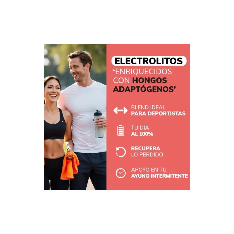 Electrolitos Hongos Adaptogenos Polvo Nootropico Energetizante Hidratación Baja Calorías Rehidratación