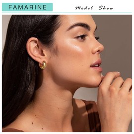 FAMARINE Silver Small Hoop Earrings for Women 5/8", Huggie Hoops Earrings for Men Gift, 14K Gold Plated