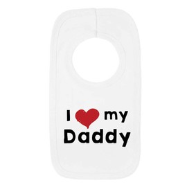 Kickass Tees I Love My Daddy 1 Baby Bib One Size White Cute Fathers Day Christmas New Born Gift