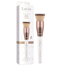 Luvia Cosmetics Brush Luvia, Prime Buffer, Foundation Make-Up Brush for Easy and Even Blending, Vegan Cosmetic Brush, Mother-of-Pearl / Coffee