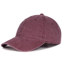 Cooltto Vintage Washed Distressed Baseball Cap Unstructured Unisex 100% Washed Cotton Adjustable Soft Caps Dad Hats Gift for Men/Women Burgundy