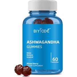 Ashwagandha Gummies, Ashwagandha & Vitamin D Gummy - Mixed Berry, KSM-66, Vegan, Plant Based, Non-GMO, Gluten-Free & Gelatin Free Relax. Restore. Unwind, 60 capsules, 1 Bottle