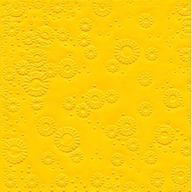32 Lunch Napkins Embossed Moments Plain Yellow 1/4 Folded 3-Ply Embossed Size Open 33 x 33 cm