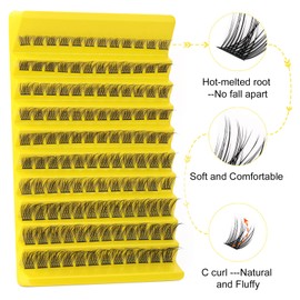 EMEDA Cluster Eyelashes 8-16 mm Lash Clusters D Curl Individual Eyelashes DIY Tufted Eyelashes Thin Band DIY Eyelash Extensions Lash Clusters (M02 Mix)